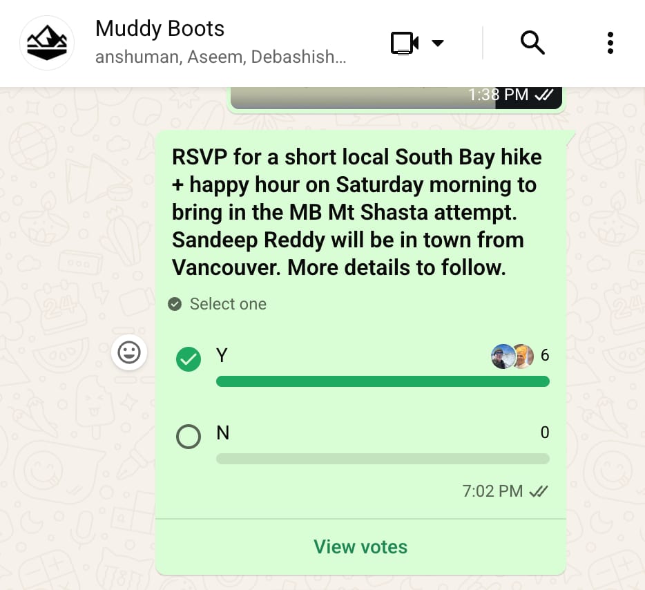 WhatsApp RSVP poll